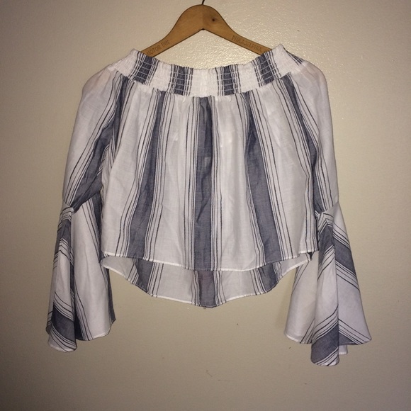 Anthropologie Lilka Playa Striped Off Shoulder Top - Picture 5 of 12